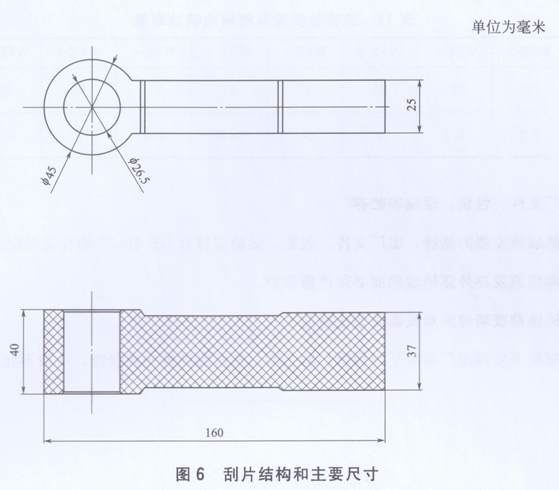 刮片結(jié)構(gòu)和主要尺寸圖 刮片結(jié)構(gòu)和主要尺寸圖