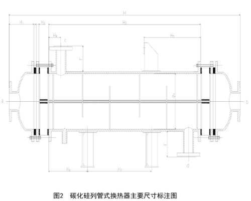 碳化硅列管換熱器主要尺寸標(biāo)注圖 碳化硅列管換熱器主要尺寸標(biāo)注圖